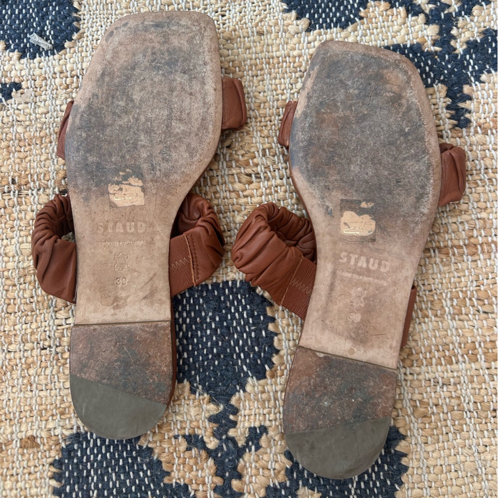 Staud Maya Ruched Leather Slides - Picture 4 of 4